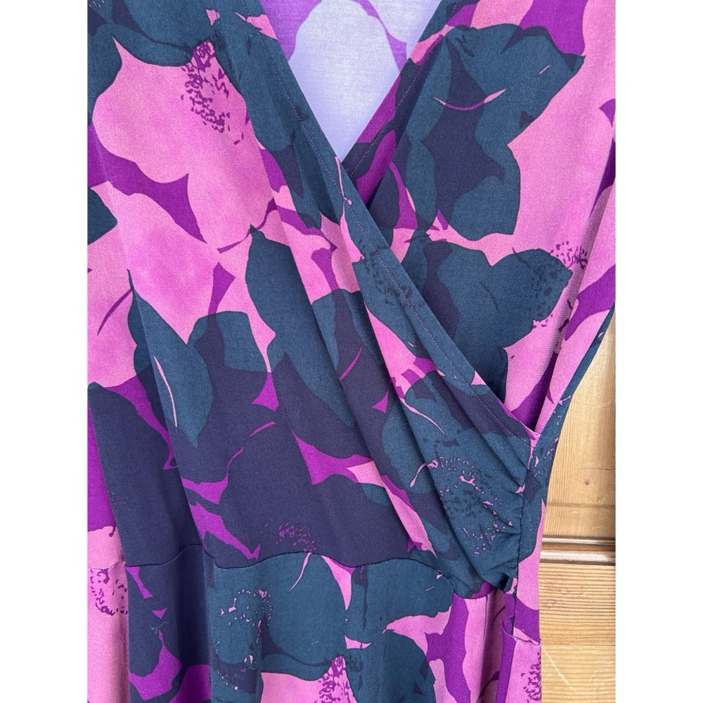 CAbi Purple Shadow Floral Faux Wrap Jersey Dress M - Picture 3 of 11